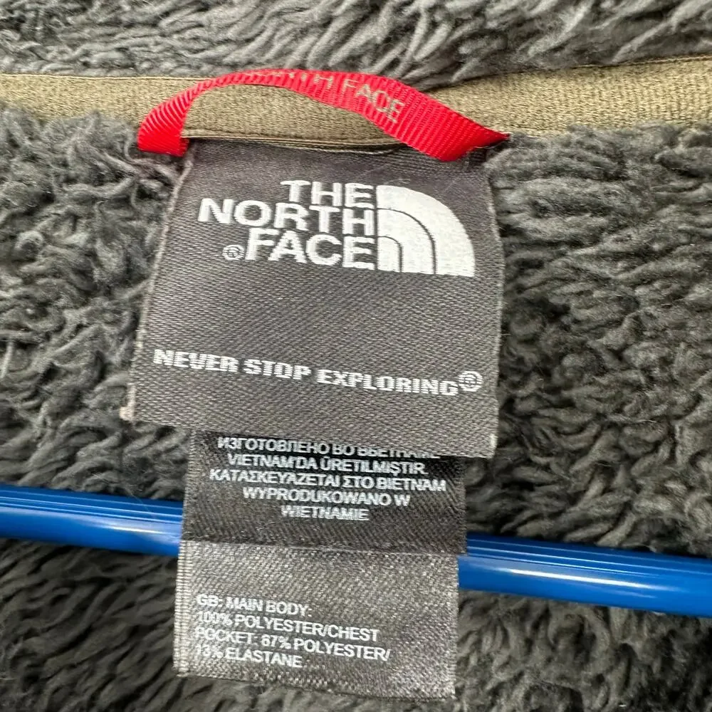 The North Face Size Large Zip Up Jacket Tan‎ Gray Zipper Pocket Polyester